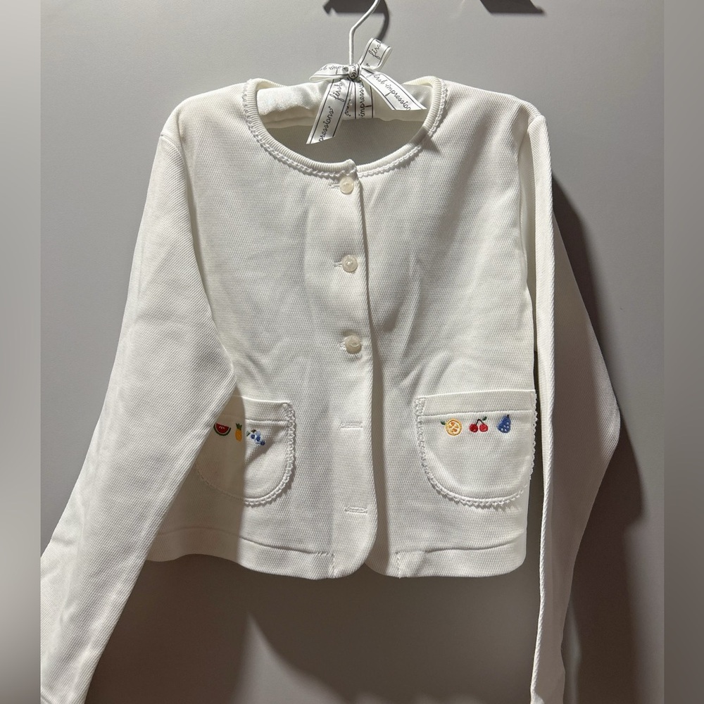 2 cloths-Kids White Sweater with Embroidered Pockets